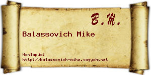 Balassovich Mike névjegykártya